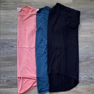Lot of 3 Lularoe xs irma black, pink, blue
